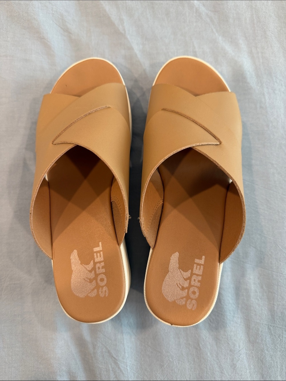 Sorel Tan Crossover Slide Sandals